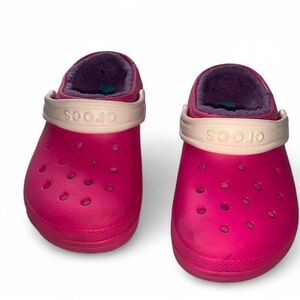 💕 CROCS classic lined clog slip on girl size 2 junior pink sandals